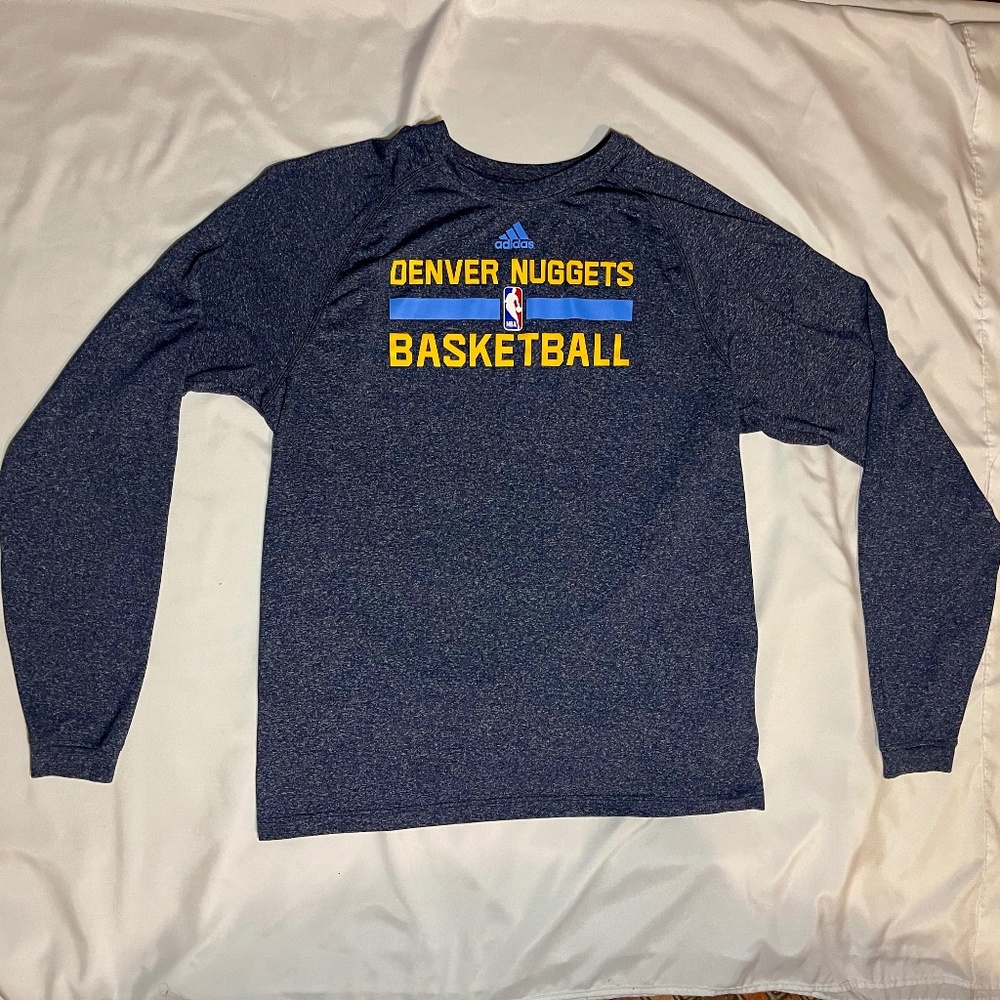 Adidas Denver Nuggets Long Sleeve Blue Climacool Small